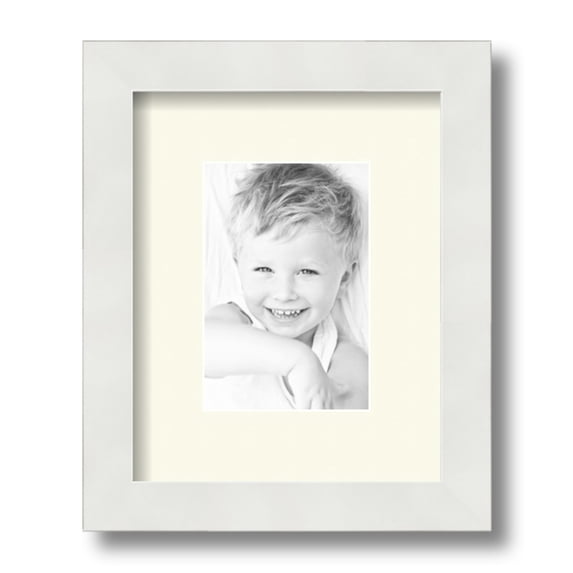 ArtToFrames 8x10 Matted Picture Frame with 4x6 Single Mat Photo Opening Framed in 1.25 Satin White Frame and 2 Brilliant White Mat (FWM-3966-8x10)