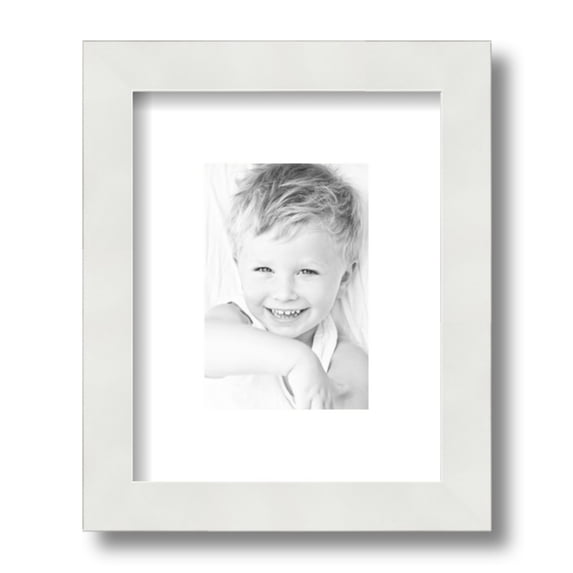 ArtToFrames 8x10 Matted Picture Frame with 4x6 Single Mat Photo Opening Framed in 1.25 Satin White Frame and 2 Crisp Mat (FWM-3966-8x10)
