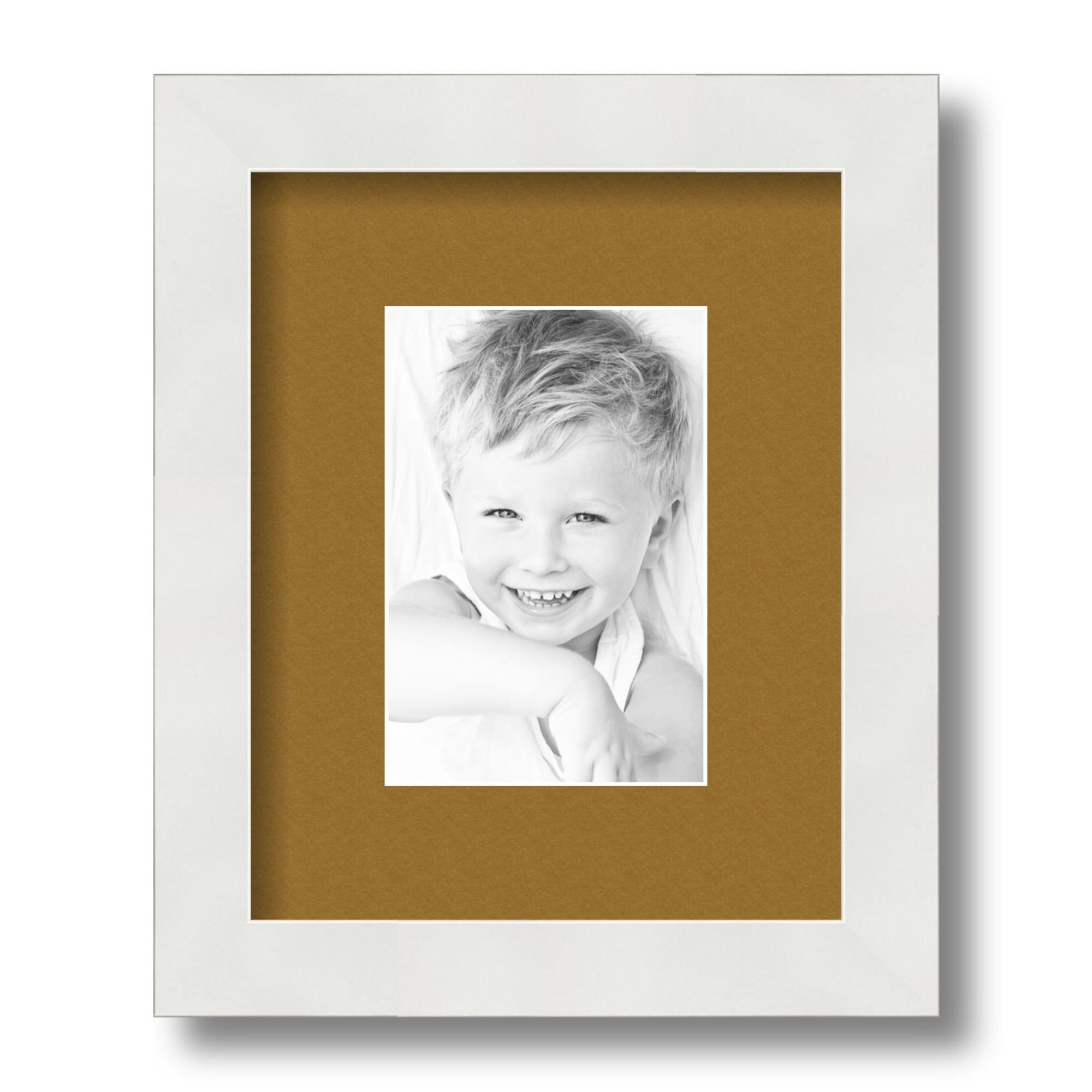 8x10 White Wood Wall Picture Frame with El Dorado Mat