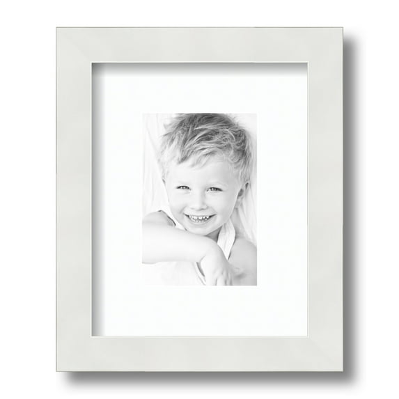ArtToFrames 8x10" Matted Picture Frame with 4x6" Single Mat Photo Opening Framed in 1.25" Satin White Frame and 2" Super White Mat (FWM-3966-8x10)