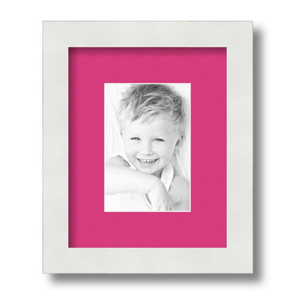 ArtToFrames 8x10 Matted Picture Frame with 4x6 Single Mat Photo Opening Framed in 1.25 Satin White Frame and 2 Tulip Mat (FWM-3966-8x10)