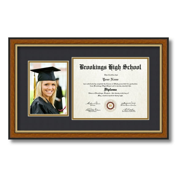 ArtToFrames 8x10 inch Diploma Frame with Tassel Opening - Framed in Medium Tri-colored Frame with Black and Gold Mats, Comes with Regular Glass and Sawtooth Hanger (D-T-4446-8x10)