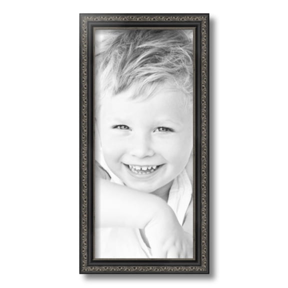 ArtToFrames 8x18 inch Antique Black Picture Frame, Black 8" x 18" Wood Poster Frame (WOM-5106) 1234