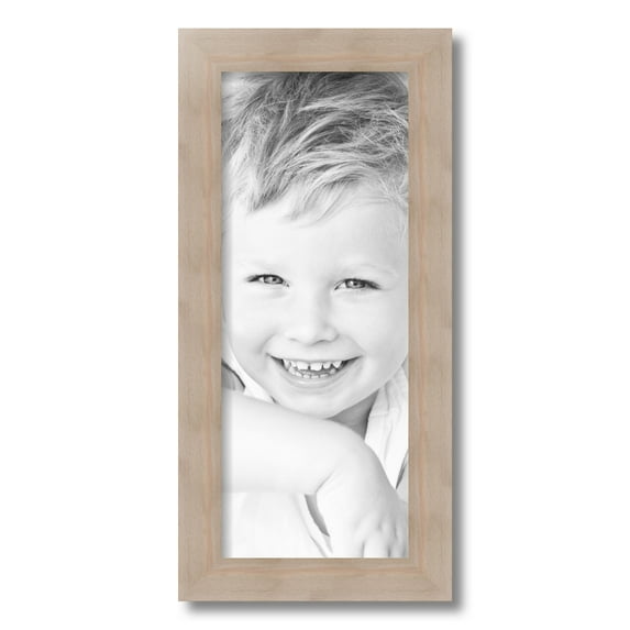 ArtToFrames 8x20" Clear Stain Picture Frame, White Wood Poster Frame, with Regular Glass and Foam Backing 3/16 inch (FBPL-4290)