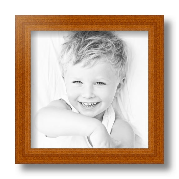 ArtToFrames 8x8" Honey Picture Frame, Brown Wood Poster Frame, with Regular Glass and Foam Backing 3/16 inch (FBPL-4093)