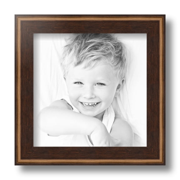ArtToFrames 8x8 Inch Contrast Walnut Picture Frame, This Brown Wood Poster Frame is Great for Your Art or Photos, Comes with Regular Glass (4932)