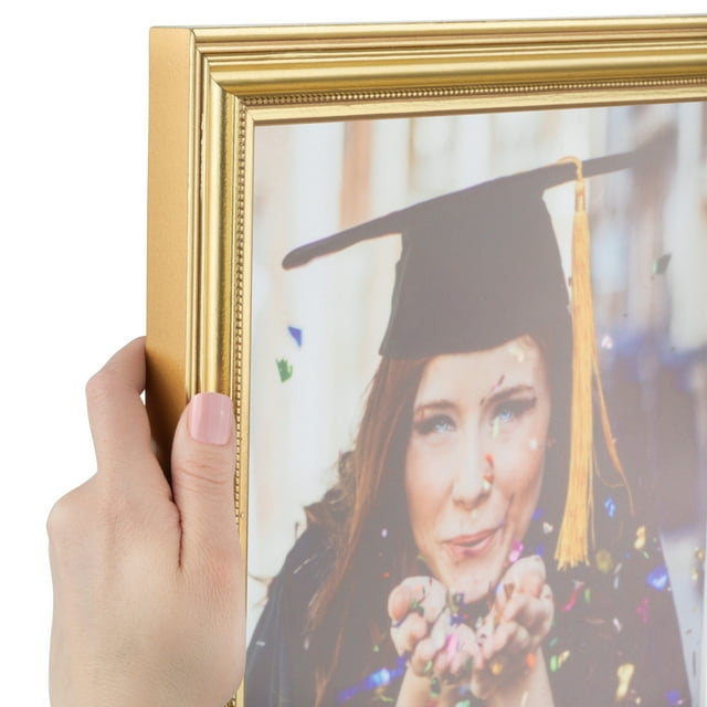 ArtToFrames 8x8 Inch Gold Picture Frame, This Gold Wood Poster Frame is Great for Your Art or Photos, Comes with Regular Glass (4159)
