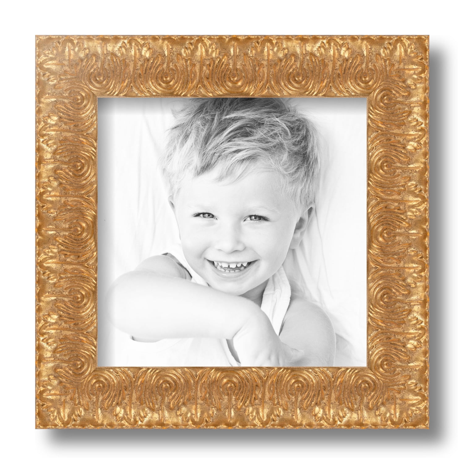 ArtToFrames 8x8 Inch Gold and Black Picture Frame, This Gold Wood Poster  Frame is Great for Your Art or Photos, Comes with Regular Glass (4902)