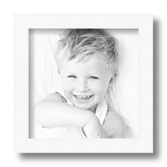 ArtToFrames 8x8 Inch Satin White Picture Frame, This White Wood Poster Frame is Great for Your Art or Photos, Comes with Regular Glass (4655)