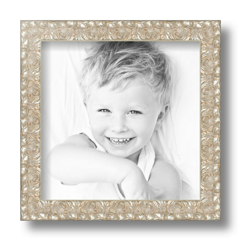 ArtToFrames 8x8 Inch Silver Thin Picture Frame, This Silver Wood Poster  Frame is Great for Your Art or Photos, Comes with Regular Glass (4904)