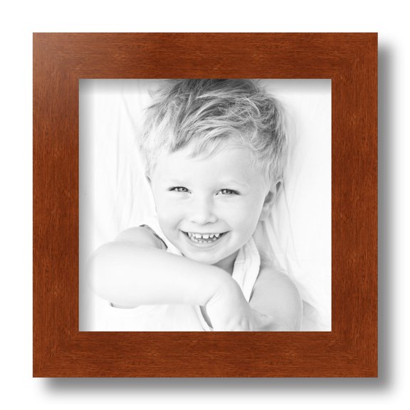 ArtToFrames 8x8" Walnut Picture Frame, Brown Wood Poster Frame, with Regular Glass and Foam Backing 3/16 inch (FBPL-4296)