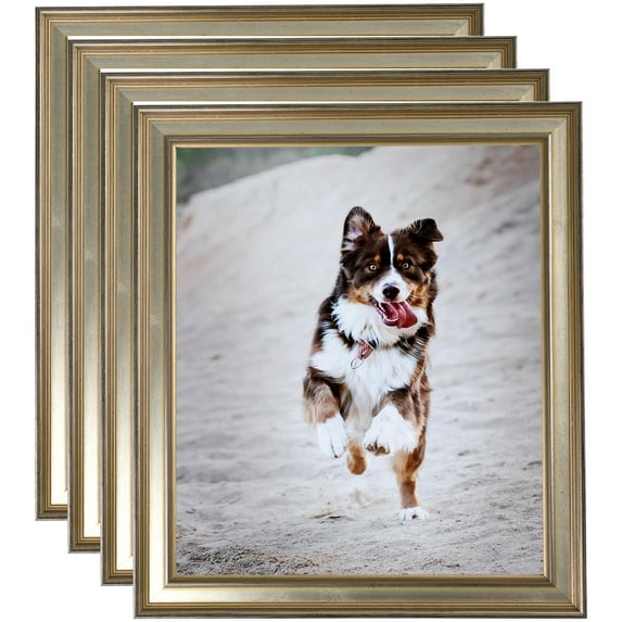 ArtToFrames 9" x 12" Antique Silver Panel Picture Frame, 9x12 inch Silver Wood Poster Frame (WOM-4760), 4 Pack