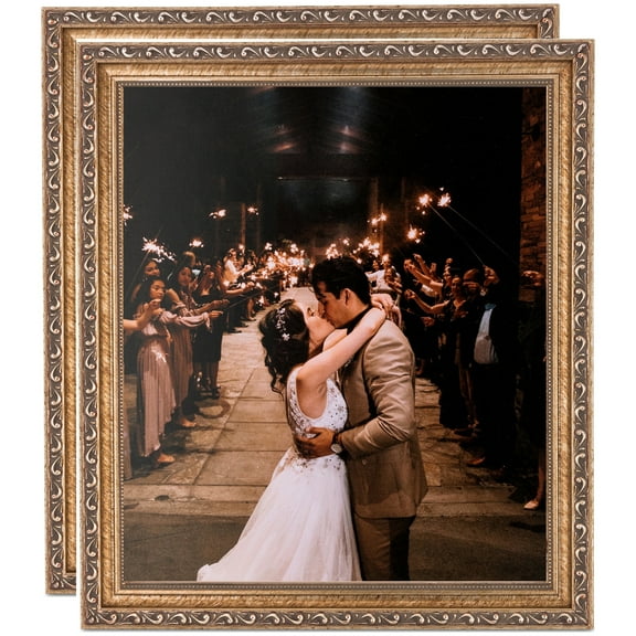 ArtToFrames 9" x 12" Antique Silver Picture Frame, 9x12 inch Silver Wood Poster Frame (WOM-4562), 2 Pack