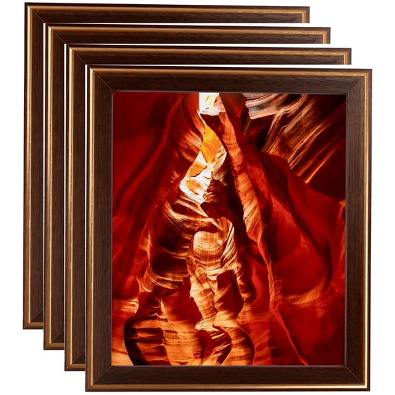 ArtToFrames 9" x 12" Contrast Walnut Picture Frame, 9x12 inch Brown Wood Poster Frame (WOM-4932), 4 Pack