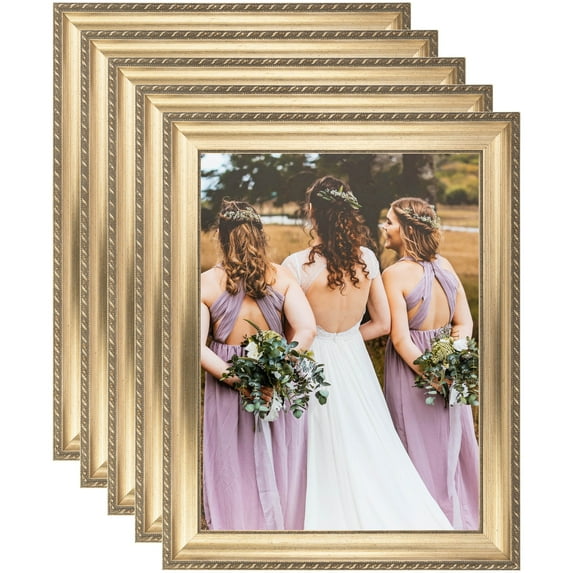 ArtToFrames 9" x 12" Muted Silver Picture Frame, 9x12 inch Silver Wood Poster Frame (WOM-4626), 5 Pack