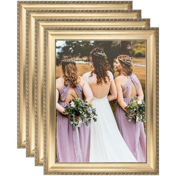 ArtToFrames 9" x 12" Muted Silver Picture Frame, 9x12 inch Silver Wood Poster Frame (WOM-4626), 4 Pack