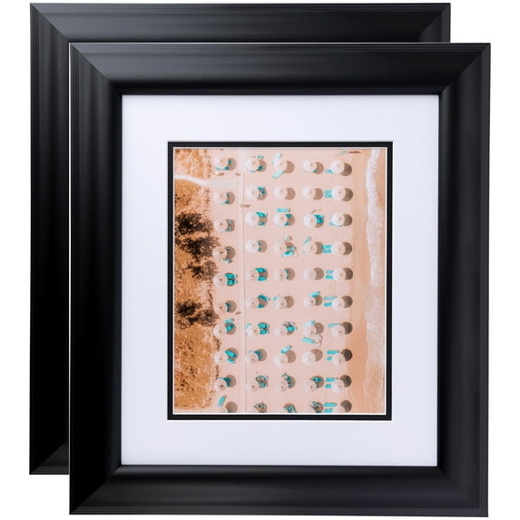 ArtToFrames 9" x 12" Satin Black Reverse Step Picture Frame, 9x12 inch Black Wood Poster Frame (WOM-1419), 2 Pack