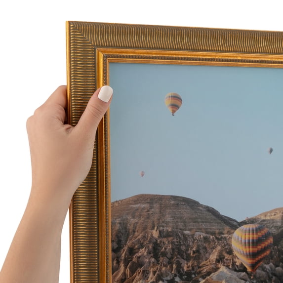 ArtToFrames 9" x 32" Gold Ornate Picture Frame, 9x32 inch Gold Wood Poster Frame (WOM-4546), Pack