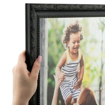 ArtToFrames 9" x 35" Black Engraved Edges Picture Frame, 9x35 inch Black Wood Poster Frame (WOM-4055)