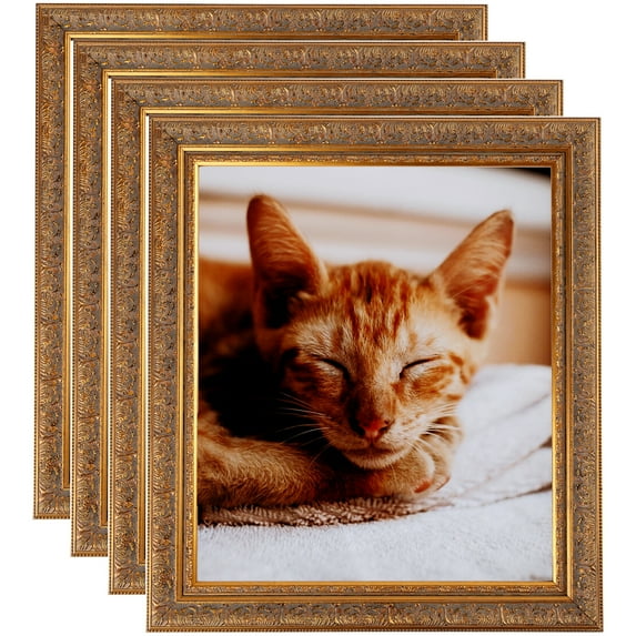 ArtToFrames 9" x 35" Gold with Green Tones Picture Frame, 9x35 inch Gold Wood Poster Frame (WOM-5079), 4 Pack