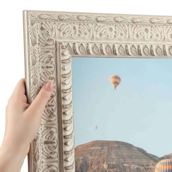 ArtToFrames 9" x 42" Cream Embossed Lip Picture Frame, 9x42 inch Multi Wood Poster Frame (WOM-5087)