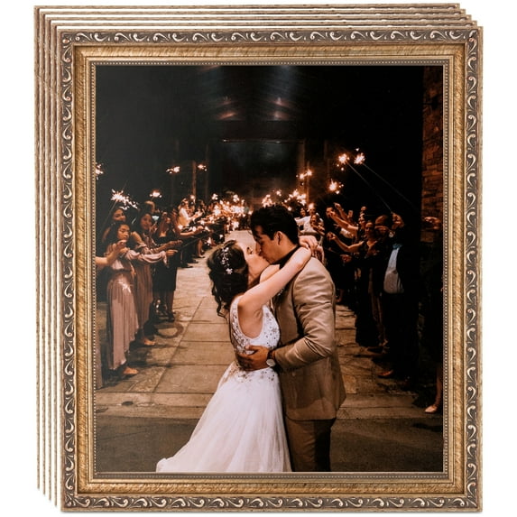 ArtToFrames 9" x 9" Antique Silver Picture Frame, 9x9 inch Silver Wood Poster Frame (WOM-4562), 5 Pack