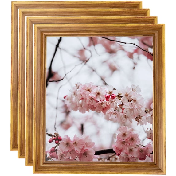 ArtToFrames 9" x 9" Antique Yellow Picture Frame, 9x9 inch Multi Wood Poster Frame (WOM-4948), 4 Pack