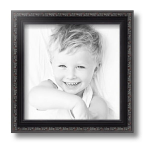ArtToFrames 9" x 9" Black with Beads Picture Frame, 9x9 inch Black Wood Poster Frame (WOM-4625)