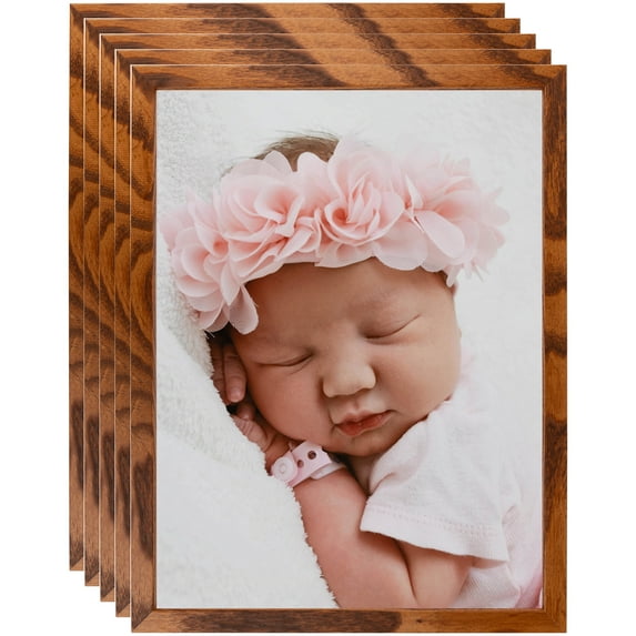 ArtToFrames 9" x 9" Honey Picture Frame, 9x9 inch Brown Wood Poster Frame (WOM-4214), 5 Pack