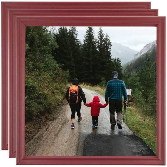 ArtToFrames 9" x 9" Red Picture Frame, 9x9 inch Red Wood Poster Frame (WOM-4155), 3 Pack