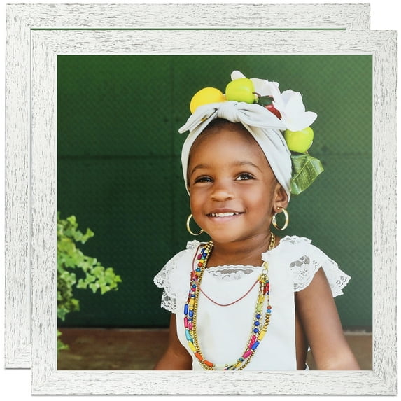 ArtToFrames 9" x 9" White Picture Frame, 9x9 inch White Wood Poster Frame (WOM-4430), 2 Pack
