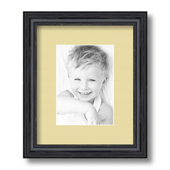 ArtToFrames 9x11 Matted Picture Frame with 5x7 Single Mat Photo Opening Framed in 1.25 Black Stain on Solid Red Oak and 2 Buttercup Mat (FWM-4083-9x11)