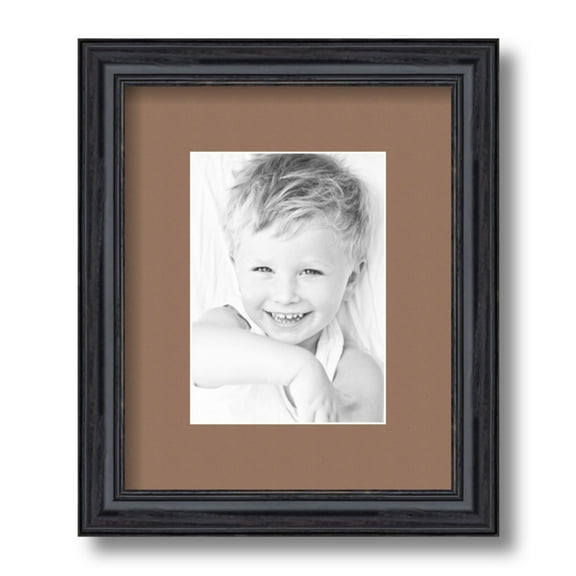 ArtToFrames 9x11 Matted Picture Frame with 5x7 Single Mat Photo Opening Framed in 1.25 Black Stain on Solid Red Oak and 2 Sandpiper Mat (FWM-4083-9x11)