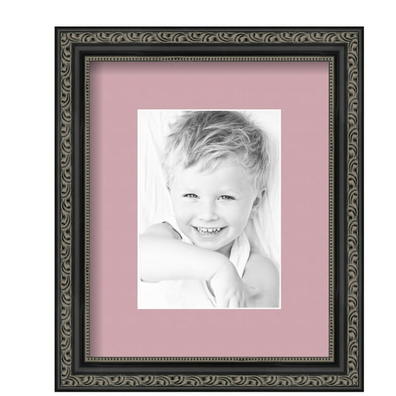 ArtToFrames 9x11" Matted Picture Frame with 5x7" Single Mat Photo Opening Framed in 1.25" Antique Black and 2" Seashell Mat (FWM-5106-9x11)