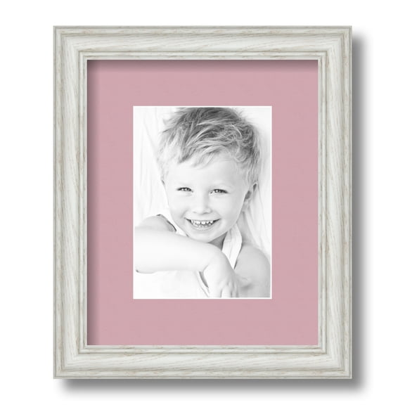 ArtToFrames 9x11" Matted Picture Frame with 5x7" Single Mat Photo Opening Framed in 1.25" Off White Wash on Ash and 2" Seashell Mat (FWM-4098-9x11)