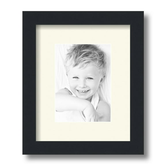ArtToFrames 9x11 Matted Picture Frame with 5x7 Single Mat Photo Opening Framed in 1.25 Satin Black and 2 Brilliant White Mat (FWM-3926-9x11)