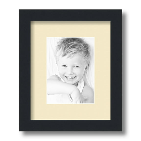 ArtToFrames 9x11 Matted Picture Frame with 5x7 Single Mat Photo Opening Framed in 1.25 Satin Black and 2 Cream Mat (FWM-3926-9x11)