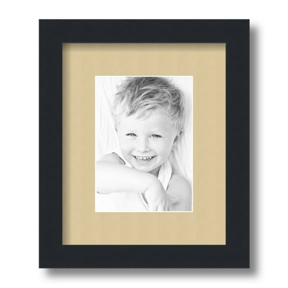 ArtToFrames 9x11 Matted Picture Frame with 5x7 Single Mat Photo Opening Framed in 1.25 Satin Black and 2 Green Whisper Mat (FWM-3926-9x11)