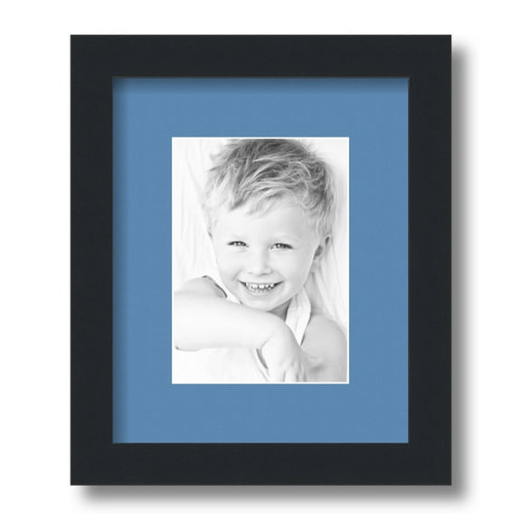 ArtToFrames 9x11 Matted Picture Frame with 5x7 Single Mat Photo Opening Framed in 1.25 Satin Black and 2 Liberty Blue Mat (FWM-3926-9x11)