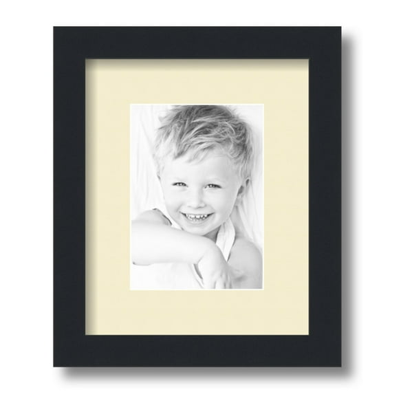ArtToFrames 9x11 Matted Picture Frame with 5x7 Single Mat Photo Opening Framed in 1.25 Satin Black and 2 Oyster Mat (FWM-3926-9x11)