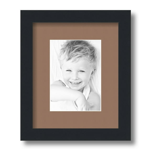 ArtToFrames 9x11 Matted Picture Frame with 5x7 Single Mat Photo Opening Framed in 1.25 Satin Black and 2 Sandpiper Mat (FWM-3926-9x11)