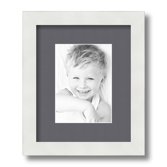 ArtToFrames 9x11 Matted Picture Frame with 5x7 Single Mat Photo Opening Framed in 1.25 Satin White Frame and 2 Mountain Grey Mat (FWM-3966-9x11)