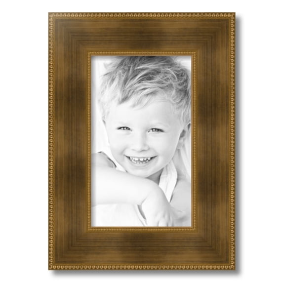 ArtToFrames 9x15" Streaked Gold with Beeds Picture Frame, Gold Wood Poster Frame, with Regular Glass and 2 (FBPL-5172)