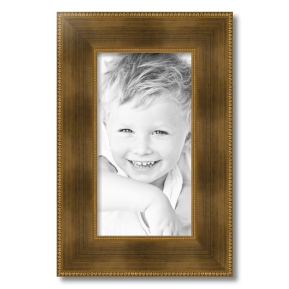 ArtToFrames 9x17" Streaked Gold with Beeds Picture Frame, Gold Wood Poster Frame, with Regular Glass and 2 (FBPL-5172)