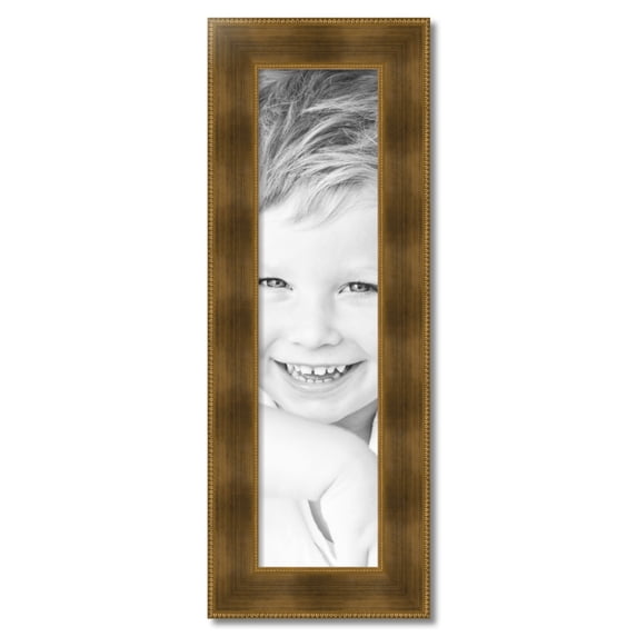 ArtToFrames 9x36" Streaked Gold with Beeds Picture Frame, Gold Wood Poster Frame, with Regular Acrylic and 2 (FBPL-5172)