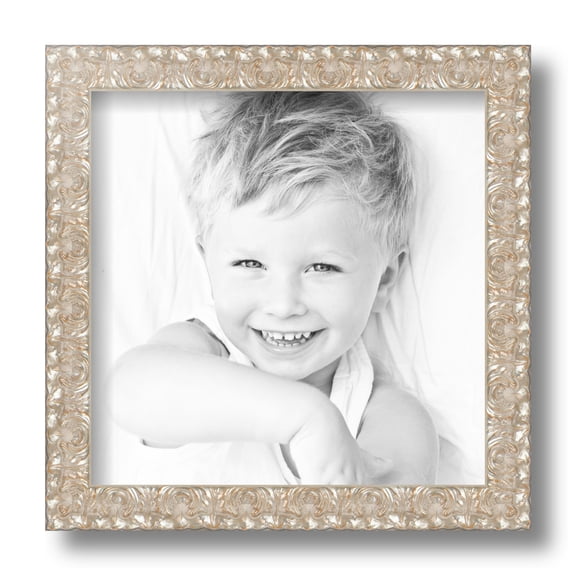 ArtToFrames 9x9 Inch Silver Thin Picture Frame, This Silver Wood Poster Frame is Great for Your Art or Photos, Comes with Regular Glass (4904)