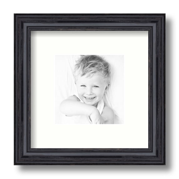 ArtToFrames 9x9 Matted Picture Frame with 5x5 Single Mat Photo Opening Framed in 1.25 Black Stain on Solid Red Oak and 2 Light Cream Mat (FWM-4083-9x9)