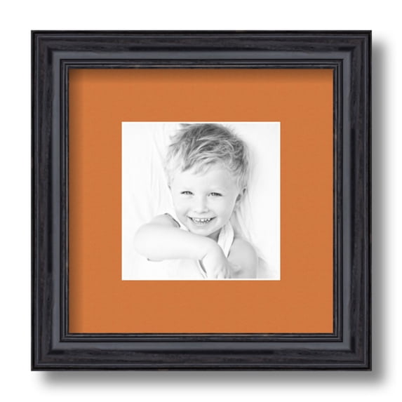 ArtToFrames 9x9" Matted Picture Frame with 5x5" Single Mat Photo Opening Framed in 1.25" Black Stain on Solid Red Oak and 2" Octoberfest Mat (FWM-4083-9x9)