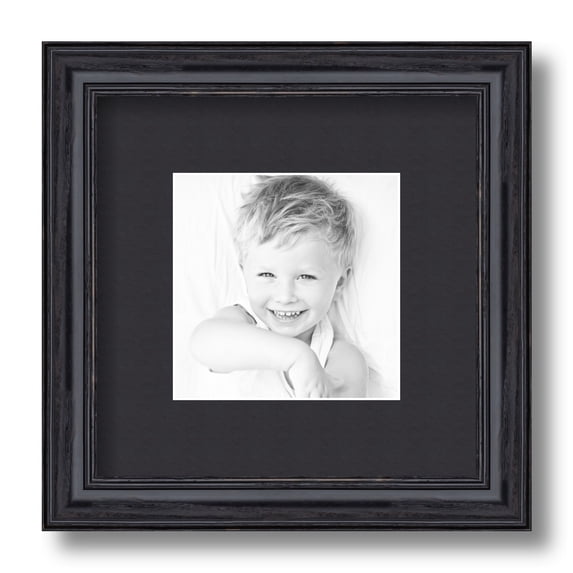 ArtToFrames 9x9" Matted Picture Frame with 5x5" Single Mat Photo Opening Framed in 1.25" Black Stain on Solid Red Oak and 2" Black Mat (FWM-4083-9x9)