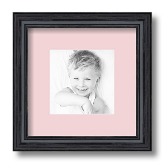 ArtToFrames 9x9 Matted Picture Frame with 5x5 Single Mat Photo Opening Framed in 1.25 Black Stain on Solid Red Oak and 2 Hollyhock Mat (FWM-4083-9x9)